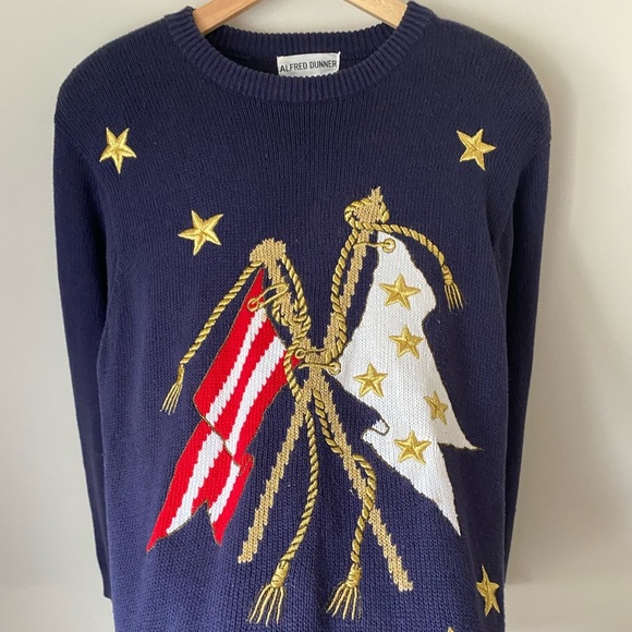 Vintage Alfred Dunner Womens Patriotic Embroidered Knit Sweater Size Large - Picture 7 of 11